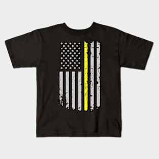 Thin Yellow Line Vertical Flag 911 Dispatcher Operator Kids T-Shirt